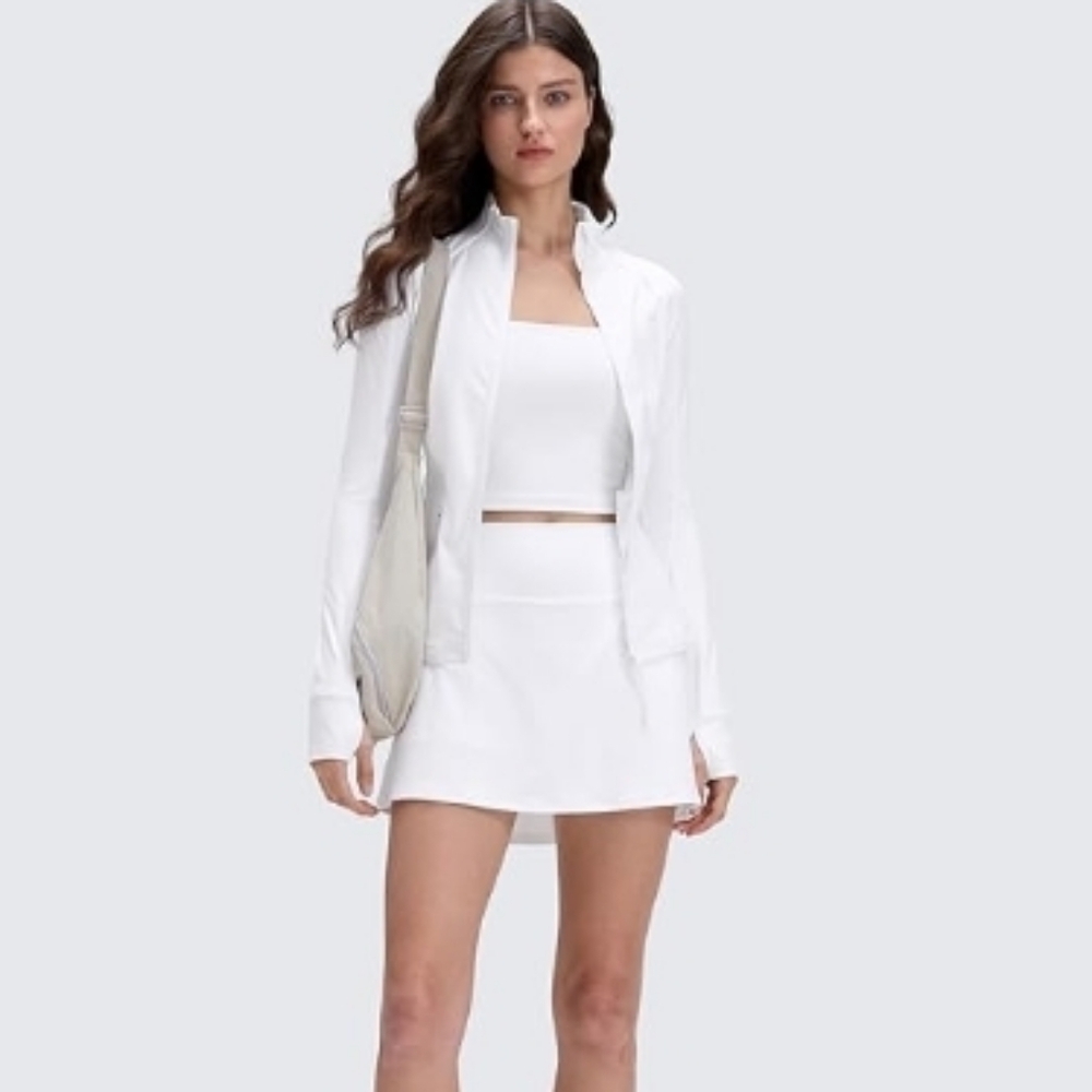 High Waisted Tennis Skirts Mini Golf Casual Skirt with Pocket White